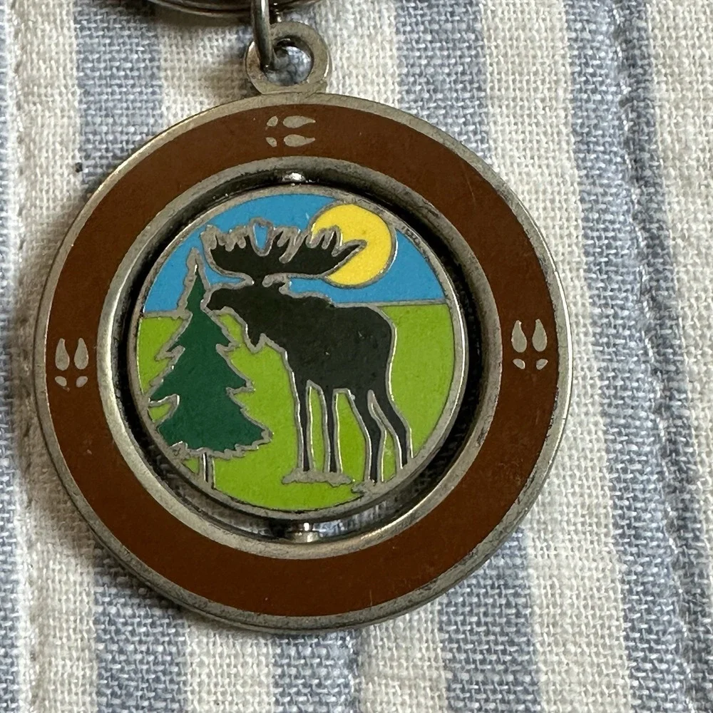 Kennebunkport Maine Moose Spinning Keychain Metal Souvenir Scenic‎ Design